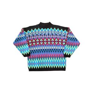 VTG Croquet Club Womens Sz M Geometric 80s 90s Retro Sweater Granny Core USA